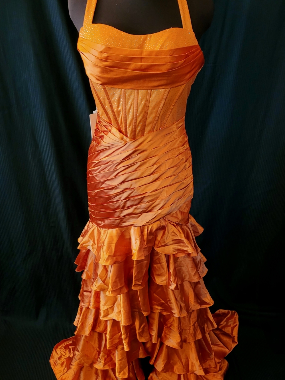 New Sz 4 Tangerine Halter Formal Dress